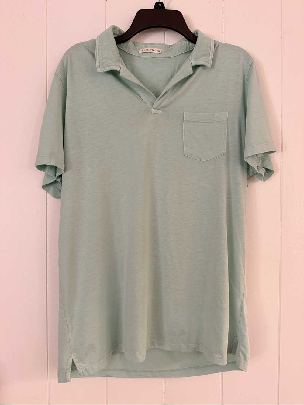 Marine Layer Men's Light Mint Polo Shirt with Chest Pocket M/L